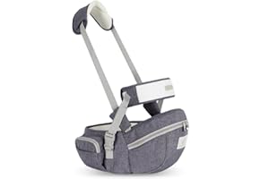 SONARIN Multifonctionnel Porte-bébé Siège de Hanche,Ergonomique Porte bébé Ventral Tabouret de Taille avec Ceinture de Sécurité & Bandoulière pour Nouveau-né Tout-Petit 0-24 Mois(Gris)