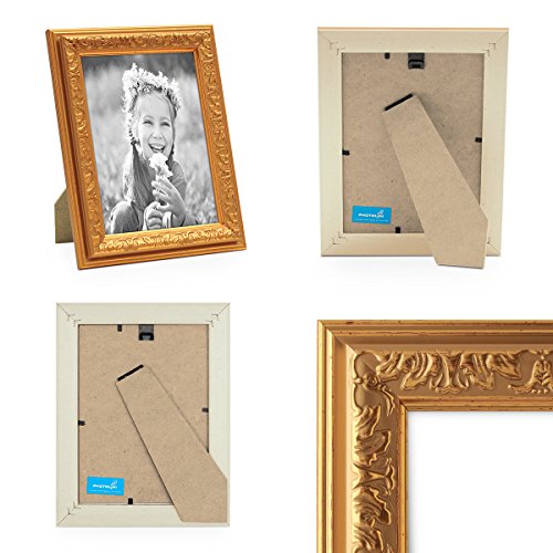 Bilderrahmen Antik Gold Nostalgie 21×30 cm DIN A4 Fotorahmen mit Glasscheibe / Kunststoff-Rahmen - 2