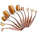 Neverland 10PC/Set Soft Oval Toothbrush Eyebrow Eyeliner Foundation Blush Lip Brushes Kit With Box UK Stock Rose Gold