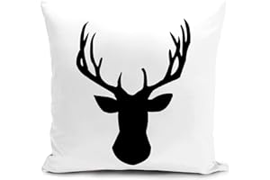 HUASHUZI Poszewka na poduszkę jeleń poszewka na poduszkę ozdobna głowa jelenia ozdoba prezenty dom jeleń dekoracja do salonu kanapa łóżko sofa dekoracja poszewka na poduszkę 18 x 18 cali (45 x 45 cm)