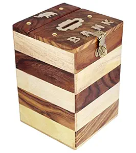 ITOS365 Handmade Wooden Piggy Bank - Money Bank - Coin Box - Money Box - Gift Items for Kids