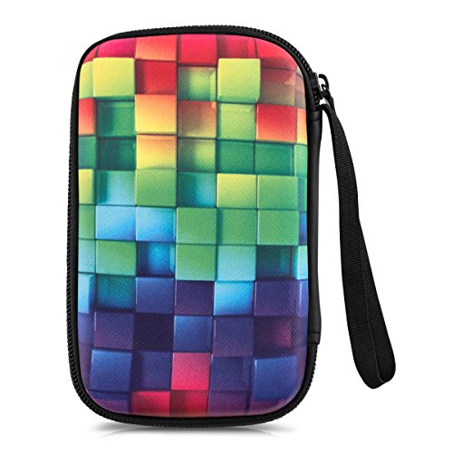 kwmobile Hardcase Tasche Hülle für externe Festplatten (2,5″) mit Regenbogen Würfel Design – Schutzhülle in Mehrfarbig Grün Blau - 3