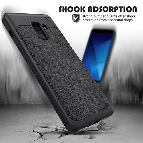 Samsung Galaxy A8 Plus 2018 Funda  Carcasa Caso Cubierta de Protecci  n de Litchi Textura TPU Silicona para Samsung Galaxy A8 Plus 2018 6 0  Smartphone  Litchi Negro