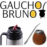 Yerba Mate Gourd, Bombilla and Flask Gaucho Bruno with Precision Pour Spout