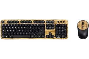 KIT4CURIOUS Tastiera e mouse Wireless QWERTY italiana con tastierino numerico KIT Typewriter retro vintage Color Wood