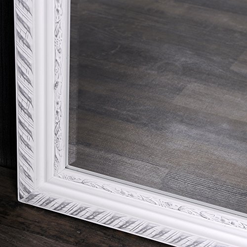WANDSPIEGEL BAROCK Weiß-Silber ANTIK DESIGN SPIEGEL Stripe 70x50cm HOLZRAHMEN - 4
