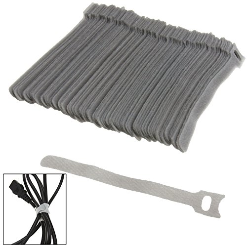 Preisvergleich Produktbild 100tlg Klettkabelbinder Kabelbinder Klettband Klett Grau Binder Klettverschluss
