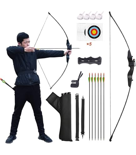 Dostyle Arco e freccia ricurvo Set per attività all'aperto, tiro con l'arco ricurvo da caccia, 40 lbs adulti principianti tiro arco lungo con accessori di tiro con l'arco