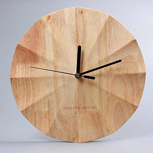 KKLOCK Wall Clock Metall Mute Quartz Sweep Clock Slient for Living Room Bedroom Kitchen AA Battery 12 Inch Wooden Mini Simple Round Clock Wave Surface Clock (Battery not included)
