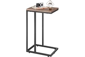 ‎WLIVE WLIVE Beistelltisch C Form, Nachttisch für Schlafzimmer, Wohnzimmer, Beistelltische mit Metallrahmen, Wohnzimmer Tisch für Couch, Sofatisch Braun