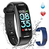 ►【Monitor de Ritmo Cardíaco/ Presión Arterial/ Sueño】Está equipado con 4 sensores para medir, para que pueda controlar su ritmo cardíaco, presión arterial, calorías y sueño en tiempo real, y con mayor precisión. Adecuado para cualquier edad y tono de piel.