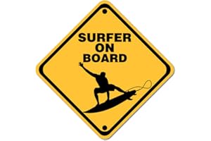 JAPANSAI Autocollant surfeur voiture jaune avec planche de surf pour les amoureux de la mer Dimensions : 13,5 x 13,5 cm | Pour les surfeurs et les surfeurs | Décorations de camping-car Moto Van Auto Caravane