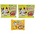Sam Yang Korean Ramen Buldak Jijang Flavour Spicy Noodles Pack2&Buldak Hot Chicken Cheese Flavour Noodles Pack1(Pack Of 3)(420Gm)(Imported)Instant Noodles Non-Vegetarian(3X140 G)(Combo Pack)