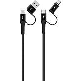 Feeltek &Ccedil;oklu Şarj Kablosu 200 cm | USB-C iPhone 15, iPad ve USB-C Laptop Uyumlu | USB-A & Micro USB to USB-C | Hızlı Şarj ve