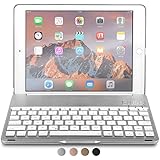 iPad Air 2, iPad Pro 9.7 keyboard case, COOPER NOTEKEE F8S Backlit LED Bluetooth Wireless Rechargeable Keyboard Macbook Clamshell Clamcase Cover 7 Backlight Colors - Silver / NOT FOR IPAD 9.7 2017
