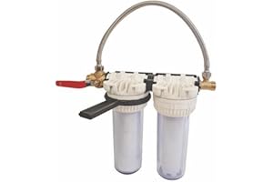 AQUAWATER - Stazione di filtraggio doppia con filtro e cartucce anticalcare - Durata delle cartucce: 6 mesi - Made in France