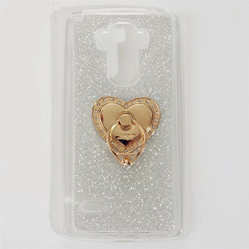 MUTOUREN TPU Silikon Hülle für LG G4 Stylus / LG G Stylo LS770 (5,7 Zoll) Bling Glitzer Handyhülle Schutzhülle Etui Protective Case Cover Rück mit Ring Anti-Handytasche Bumper-Silber