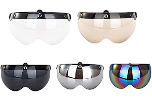 Boxwizard 3 Helmvisier Universelles Druckknopf Winddichtes Sonnenschutz Halbgesicht-Retro Motorradhelm Visier Universal offenes Gesicht Helm Windschutz Motorrad für Motorrad-Helm(Braun)