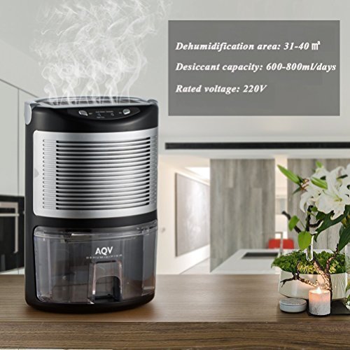 AQV Luftentfeuchter 1000ml Mini Entfeuchter Raumentfeuchter Bautrockner Elektrisch Lufttrockner Raumluftentfeuchter 500ml/Tag Entfeuchtungsgerät Raumtrockner Trocknungsgeräte für Haus, Keller, Schlafzimmer, Büro, Kabinett, Küche, Garage - 8