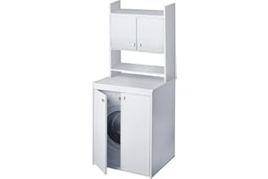 Negrari 5012P/5017P Mobile coprilavatrice con scaffale portaoggetti, Resistente all'umidità, Kit di Fissaggio a Muro Incluso, Interno e Esterno, L70 x P60 x H94, Bianco, 70 X 60 X 94