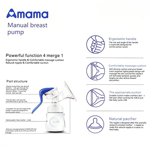 YKS Milchpumpe Frauen, die Fütterung manuelle Brust Pumpe Baby Nippel Bisphenol A frei, Nahrungsmittelgrad PP Hochtemperaturwiderstand pflegeleicht - 6