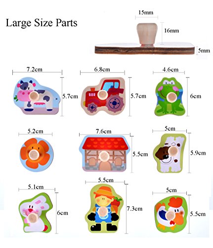 Large Size Farm Animals Wooden Pegged Puzzles, Educational Learning Preschool Toys game for Kids, Best Birthday Gift for Age 3 4 5 years old kids Children Baby Toddles Boys Girls