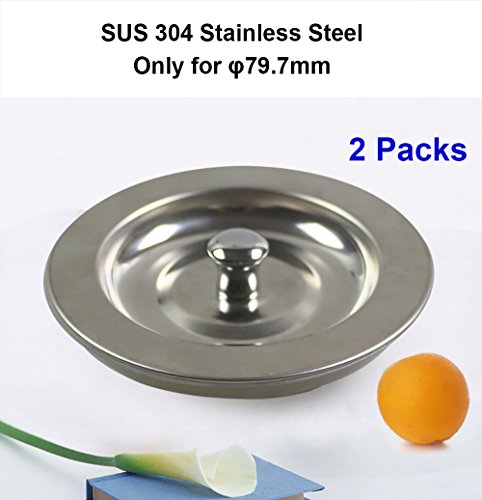 2X Waschbeckenstöpsel, Edelstahl, Badewannenstöpsel und Ablaufstöpsel für Küche und Bad (Durchmesser: 79.7mm±1mm)