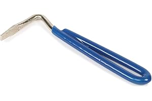 Freerein Equipment PACK of 10 - EZI-GROOM Pear Shaped Strong Metal Hoof Pick with Coloured Vinyl Handle for Grooming - (Blue)