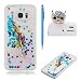 Produktbild für Samsung Galaxy S7 Edge Hülle,SKYXD Glitzer Flüssig Wasser Kreativ Design Weiche Silikon Gel Gummi [Nicht Hard Case] Brillianter Leichtes Glatt Schutzhülle mit [Handyanhänger + Eingabestifte] Handy Tasche Hülle Etui für Samsung Galaxy S7 Edge Soft Shine Bling Glitter Liquid Water Folie Case Back Cover With Touch Pen Dust Plug - Pink Treibsand Blau Herz Sparkle mit Bunte Feder Muster