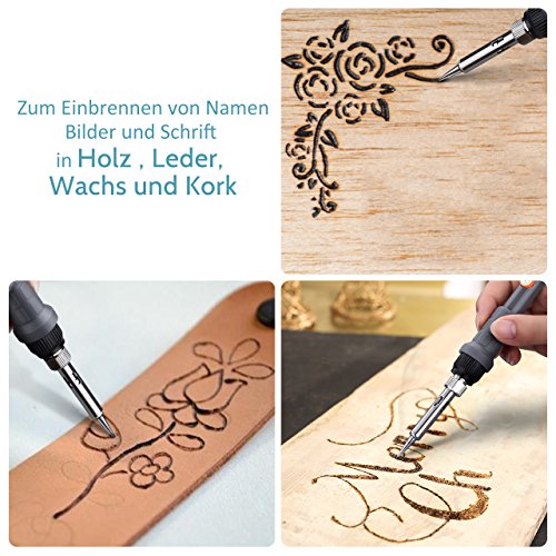 Lötkolben Kit, OMorc 60W 220V Lötset mit Einstellbarer Temperatur 200-450°C, 5 PCs Unterschiedliche Lötspitzen Entlötpumpe Lötzinn Ständer Pinzetten für Verschiedentlich Repariert Nutzung - 2