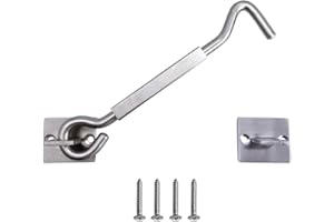 DUISOAD FUJIE Pesado Gancho de Ventana Ojo Gancho de Cabina Door Latch Pestillo Tipo Gancho para Puerta, Ventana, Garage Doors, 6.2 Pulgadas, Plata