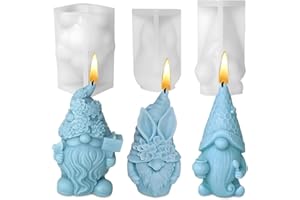 Moule Silicone Gnome, ADDLIVE Lot de 3 Moule Silicone Noel, 3D Mo-ule Bougie Noel, Mo-ule Sil-icone Bougie, Gnomes de Noël, Decoration Noe-l Utilisé pour les Bougies, Savon, Chocolat, L'aromathérapie
