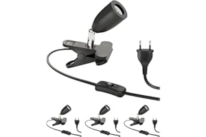 ledscom.de 4 unid. lámpara de pinza LIK, interruptor, negro mate, 1x E27 máx. 60W