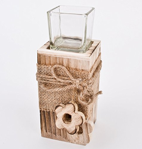 Steele Blume Teelicht Deko Objekt Holz braun natur (18x7x7cm)