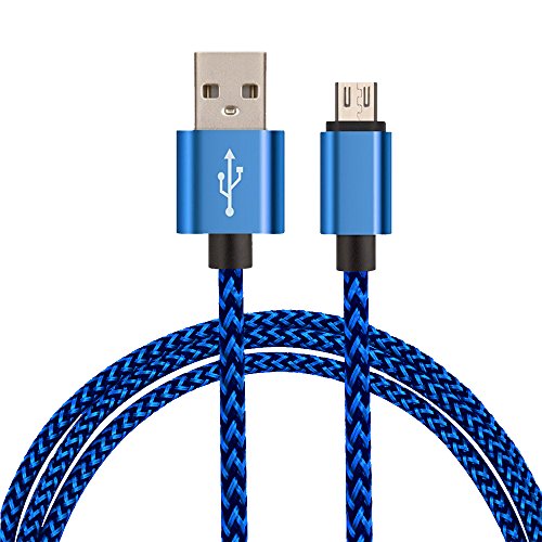 USB-Cabel, H quadratic, 1m / 3,3ft Nylon geflochtenes Android-Kabel für Smartphones, PS4 Controller und mehr (BLAU)