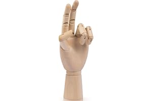 ZYWQ Art Wooden Hand, 10Inches Wooden Hand Mannequin Figure for Jewelry Display and Drawing, Sketching, Painting (10" Left Hand )