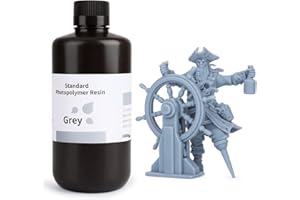 ELEGOO Standardowa Żywica Fotopolimerowa do Drukarki 3D, Żywica Utwardzająca UV LCD 405nm Żywica do Drukarki 3D do Drukowania 3D LCD/MSLA/DLP 1000g Szary