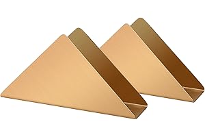 LIDWOT Lot de 2 porte-serviettes en acier inoxydable doré, porte-serviettes triangulaire minimaliste en métal, organisateur de distributeur de serviettes de cocktail.