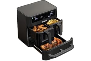 Cuisinart Tri Zone Friggitrice ad Aria e Forno 13,6 L | Senza PFAS | 3 zone: 2x4,3 L+5 L | 9 funzioni: aria, arrosto, grill, forno, riscalda, disidrata, pizza, tosta, manuale | Nero Finestra