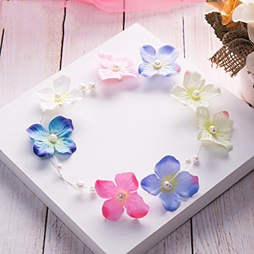 Wreaths, Headdress Wreaths Handmade Wedding Bridal Party With Ribbon Bracelet Hair Band ( Color : 6# )