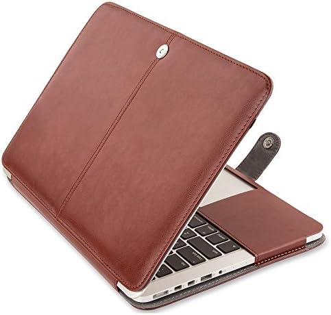 Macbook Air 13 Case, IWAVION Premium Quality PU Leather Sleeve Folio Cover with Magnetic Closure Protective Case for Apple MacBook Air 13.3 Inch (Models: A1466 and A1369) (Brown)