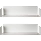 Gronda Set di 3 mensole da parete bianche lunghe e galleggianti, 60 cm, mensole decorative per camera da letto, soggiorno, bagno, cucina, ufficio, set di 3 pezzi, colore bianco moderno