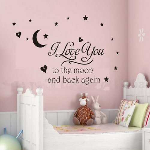 I love You to Moon Wall Sticker Decal Removable Nursery Kids Room Art Decor By FamilyMall
