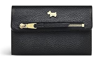 RADLEY London Pickwick Medium Flapover Purse for Women in Black Soft Grained Leather, Press Stud Fastened Purse with 6 Interior Card Slots