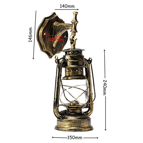 KING DO WAY Retro Rustikalen Laterne Lampe Wand Antiken Wandleuchter vintage lichtanlage outdoor e27 Bronze - 6