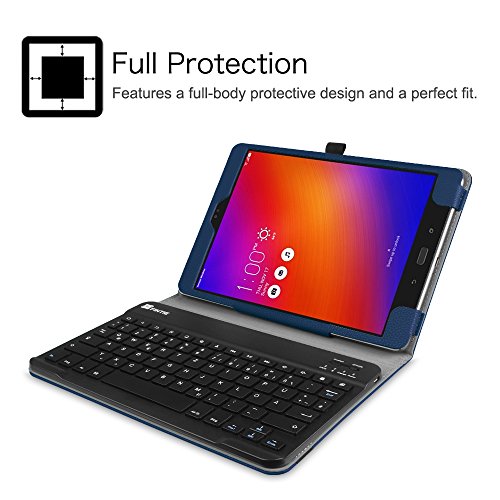 Fintie ASUS ZenPad 3S 10 Z500M Bluetooth Tastatur Hülle Keyboard Case – Ultradünn leicht SmartShell Ständer Schutzhülle mit magnetisch abnehmbar drahtloser Bluetooth Tastatur für Asus ZenPad 3S 10 Z500M 9,7 Zoll (2016 Modell) Tablet-PC, Marineblau - 4