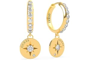 GUESS Damen-Creolen Compass Coin Edelstahl Swarovski-Kristall 32014010