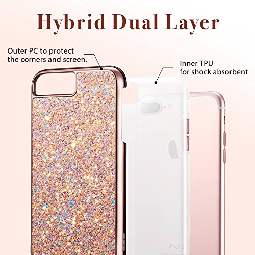iPhone 7 Plus Case, ESR Luxury Glitter Sparkly Diamond Case with Dual Layer Design [Shockproof] [Hard PC Back, Soft TPU Inner] Protective Case Cover for 5.5