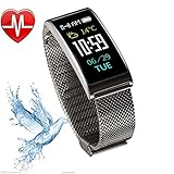 LMtt Fitness-Tracker, Smart Bracelet, Bluetooth 4.0 Waterproof Heart Rate Blood Pressure Monitor Wristband Health Armband für IOS Android