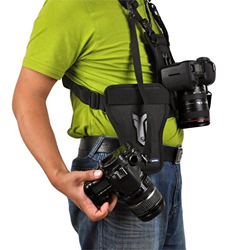 MICNOVA MQ-MSP01 Nouveau Bandouli  re de Transport Photographe Sangle de Poitrine Corps   lastique R  glable avec C  t   Housse de Cam  ra 1 4  Vis pour Canon Nikon Sony DSLR Cam  ra